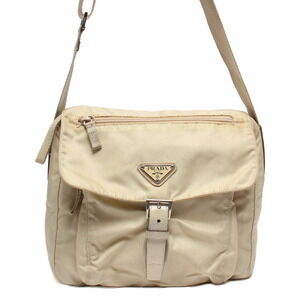 Prada beige tessuto nylon messenger shoulder bag Beige White